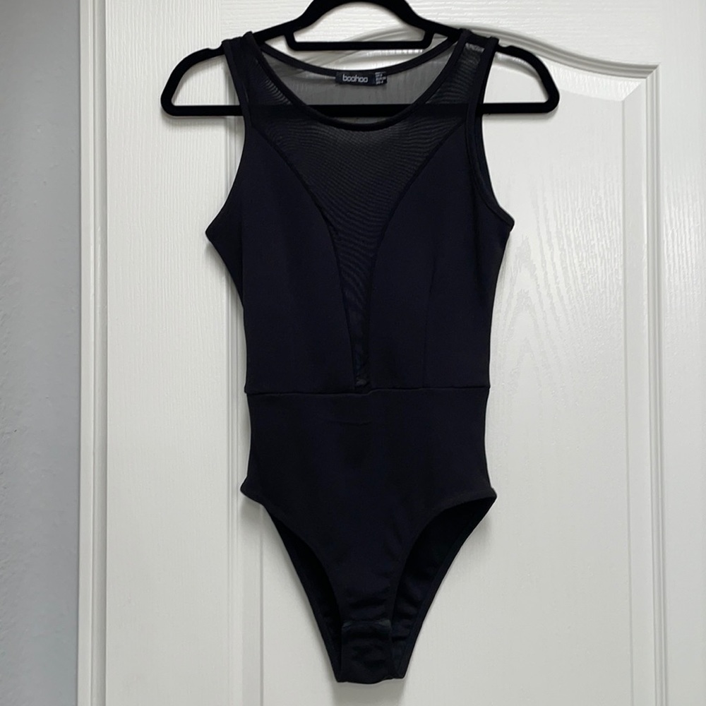 Deep Plunge Mesh Bodysuit Sz 4